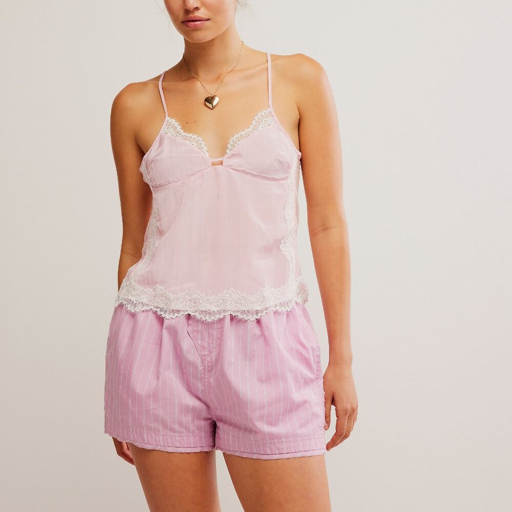 Free People Pink Lace Trim Camisole